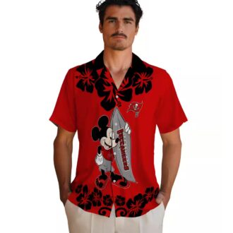 Tampa Bay Buccaneers Surfing Mickey Red Hawaiian Shirt, NFL Team Aloha Shirt for Fans