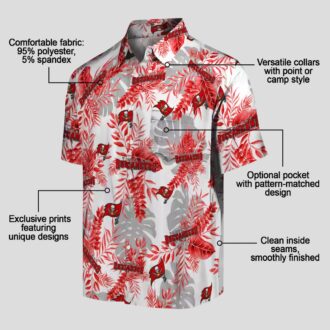 Tampa Bay Buccaneers Tropical Leaves Hawaiian Shirt - Red White Floral Style
