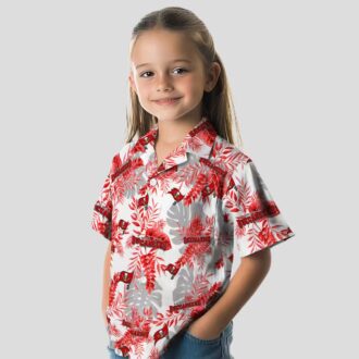 Tampa Bay Buccaneers Tropical Leaves Hawaiian Shirt - Red White Floral Style