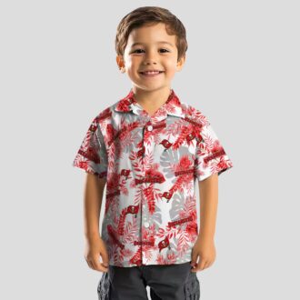 Tampa Bay Buccaneers Tropical Leaves Hawaiian Shirt - Red White Floral Style
