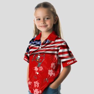 Tampa Bay Buccaneers US Flag Hawaiian Shirt, Custom Hibiscus Red Tropical NFL Apparel