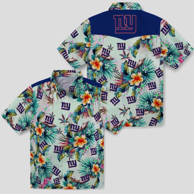 Best New York Giants Hawaiian Shirt, Green Tropical Foliage NFL Summer Wear