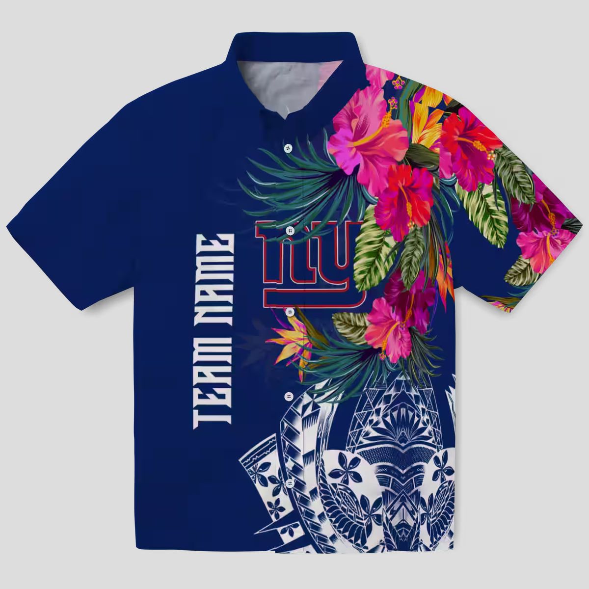 Best New York Giants Polynesian Hawaiian Shirt - Floral Blue NFL Fan Gifts