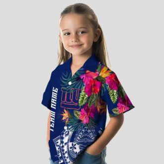 Best New York Giants Polynesian Hawaiian Shirt - Floral Blue NFL Fan Gifts