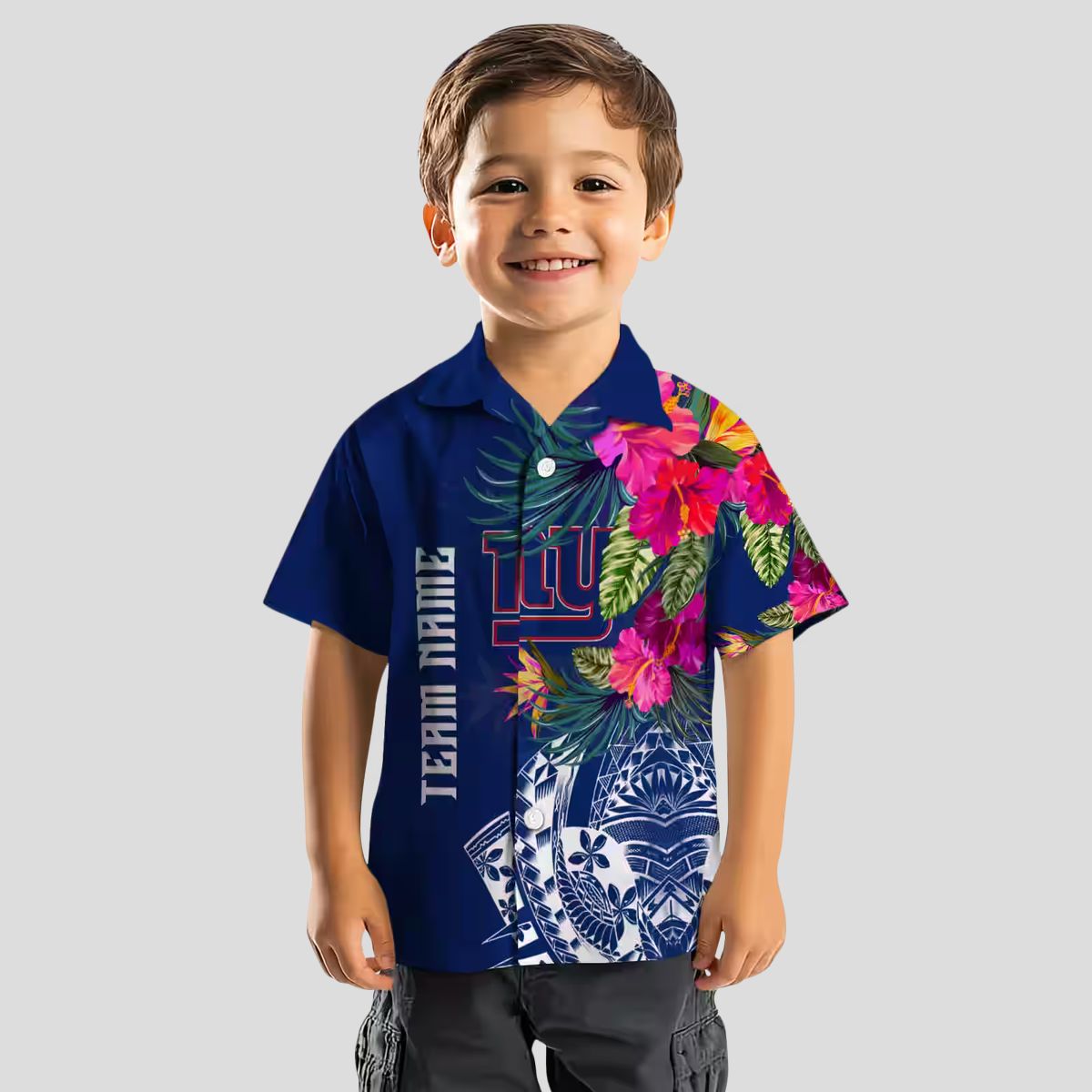 Best New York Giants Polynesian Hawaiian Shirt - Floral Blue NFL Fan Gifts