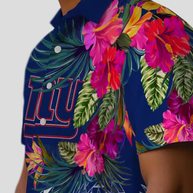 Best New York Giants Polynesian Hawaiian Shirt - Floral Blue NFL Fan Gifts