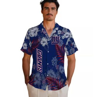Best Seller New York Giants Hibiscus Print Hawaiian Shirt, Football Tailgate & Beach Outfit