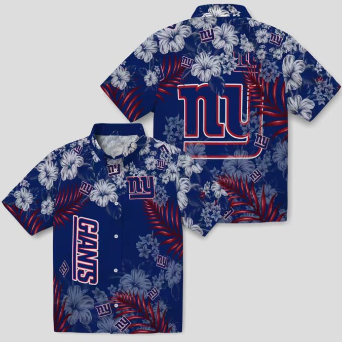 Best Seller New York Giants Hibiscus Print Hawaiian Shirt, Football Tailgate & Beach Outfit