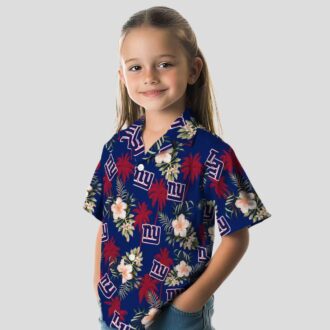 Blue Floral New York Giants Hawaiian Shirt, Palm Tree Beach Vacation & Tailgate Outfit