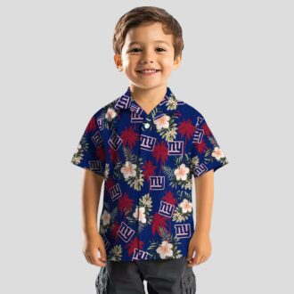 Blue Floral New York Giants Hawaiian Shirt, Palm Tree Beach Vacation & Tailgate Outfit