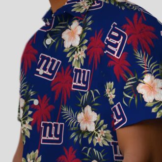 Blue Floral New York Giants Hawaiian Shirt, Palm Tree Beach Vacation & Tailgate Outfit