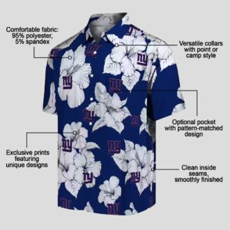 Blue White Hibiscus Blooms Hawaiian Shirt, New York Giants NFL Floral Summer Outfit