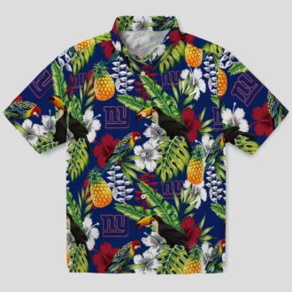 Custom New York Giants Blue Hawaiian Shirt, NFL Tropical Toucan Summer Beachwear