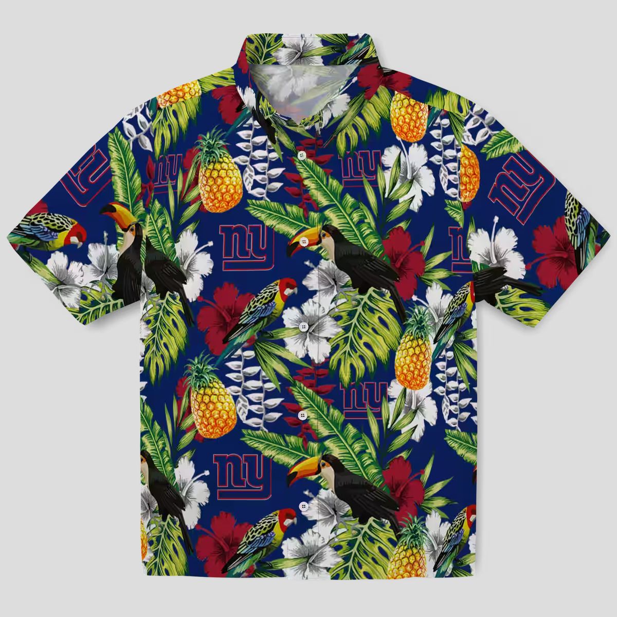 Custom New York Giants Blue Hawaiian Shirt, NFL Tropical Toucan Summer Beachwear