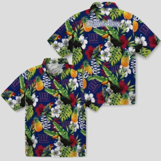 Custom New York Giants Blue Hawaiian Shirt, NFL Tropical Toucan Summer Beachwear