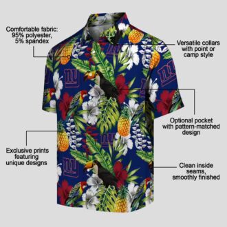 Custom New York Giants Blue Hawaiian Shirt, NFL Tropical Toucan Summer Beachwear