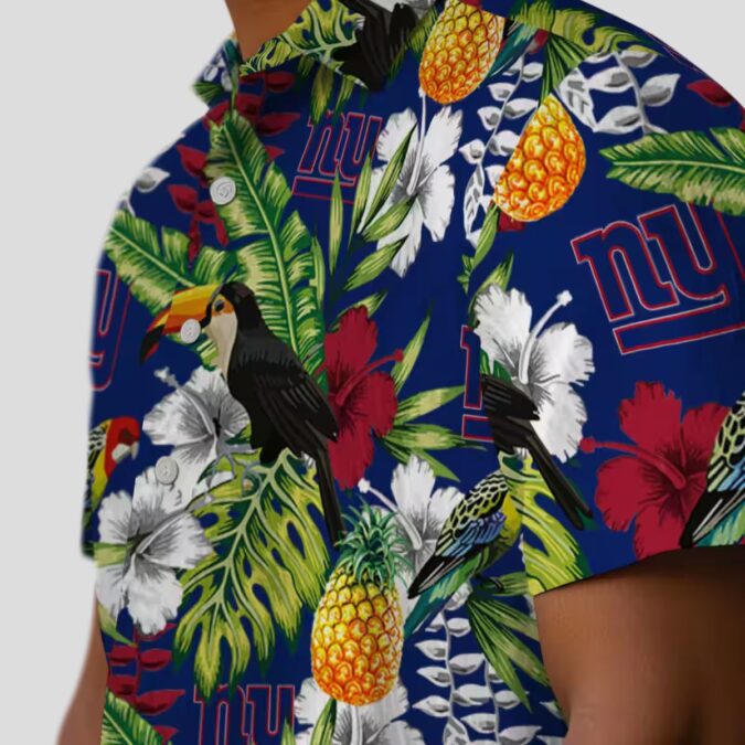 Custom New York Giants Blue Hawaiian Shirt, NFL Tropical Toucan Summer Beachwear