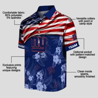 Custom New York Giants Hawaiian Shirt, USA Flag Floral Print for NFL Fans