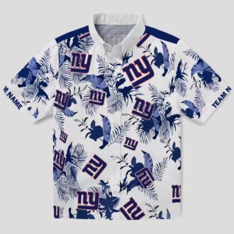 Custom NFL New York Giants Botanical Hawaiian Shirt, Palm Leaf Tropical Vacation Outfit