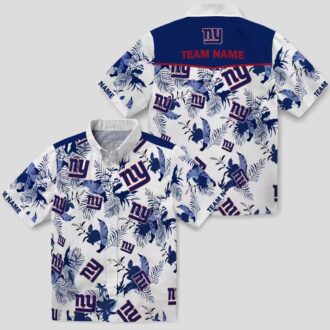 Custom NFL New York Giants Botanical Hawaiian Shirt, Palm Leaf Tropical Vacation Outfit