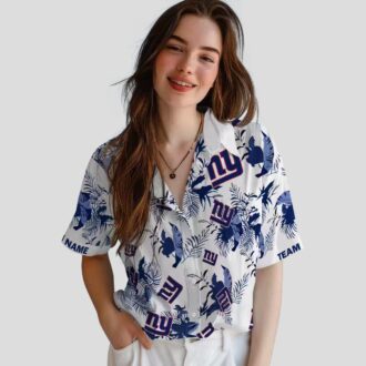 Custom NFL New York Giants Botanical Hawaiian Shirt, Palm Leaf Tropical Vacation Outfit
