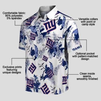 Custom NFL New York Giants Botanical Hawaiian Shirt, Palm Leaf Tropical Vacation Outfit