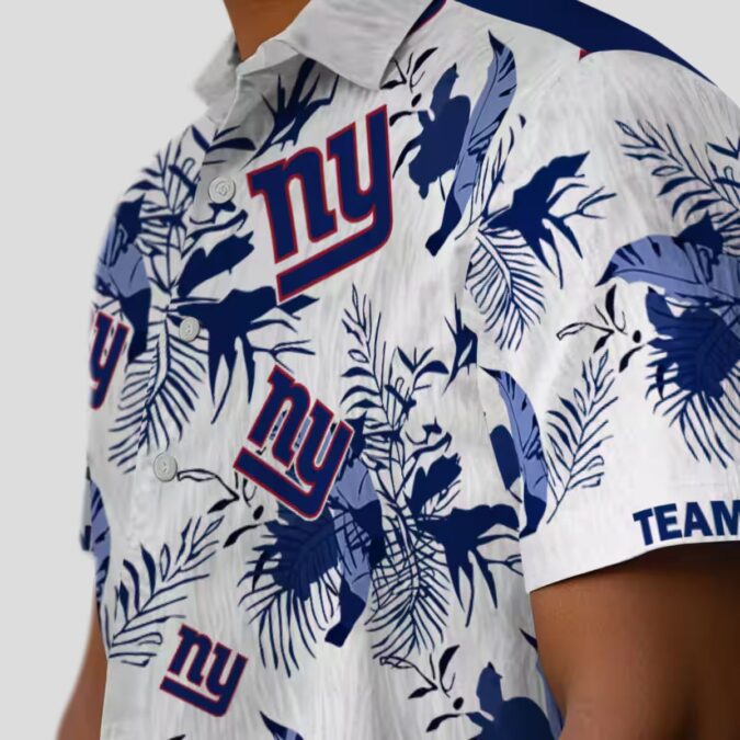 Custom NFL New York Giants Botanical Hawaiian Shirt, Palm Leaf Tropical Vacation Outfit