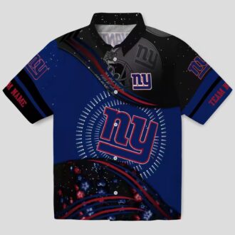 Men’s New York Giants Black & Blue Aloha Hawaiian Shirt, Summer NFL Football Fan Apparel