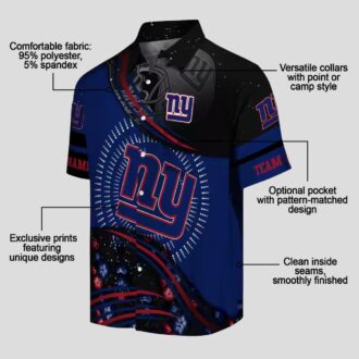 Men’s New York Giants Black & Blue Aloha Hawaiian Shirt, Summer NFL Football Fan Apparel