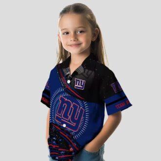 Men’s New York Giants Black & Blue Aloha Hawaiian Shirt, Summer NFL Football Fan Apparel