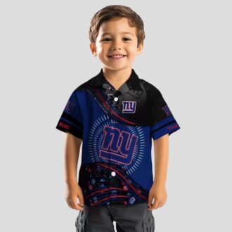 Men’s New York Giants Black & Blue Aloha Hawaiian Shirt, Summer NFL Football Fan Apparel