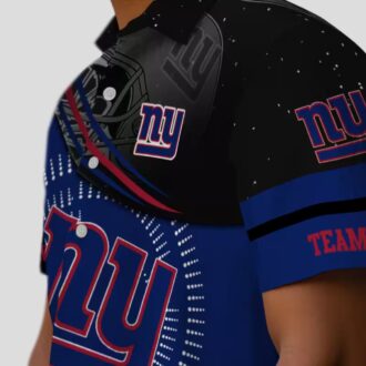 Men’s New York Giants Black & Blue Aloha Hawaiian Shirt, Summer NFL Football Fan Apparel