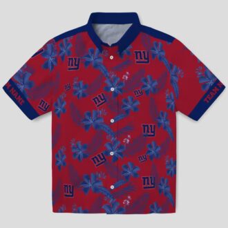 Men’s New York Giants Hawaiian Shirt, Vintage Botanical Print NFL Gear