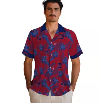 Men’s New York Giants Hawaiian Shirt, Vintage Botanical Print NFL Gear