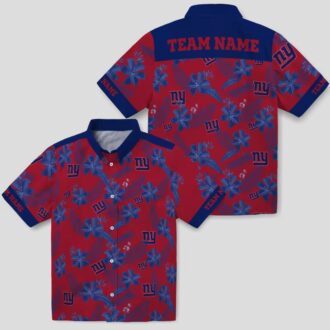 Men’s New York Giants Hawaiian Shirt, Vintage Botanical Print NFL Gear