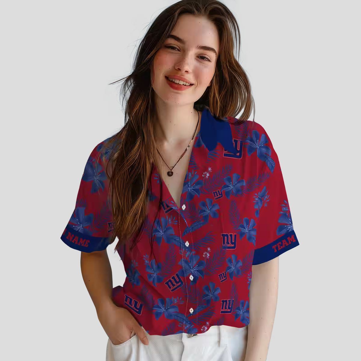 Men’s New York Giants Hawaiian Shirt, Vintage Botanical Print NFL Gear