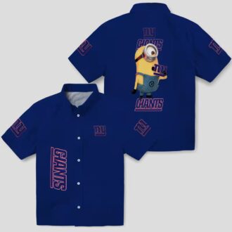 Men’s New York Giants Stuart Minion Hawaiian Shirt, Floral Blue NFL Apparel