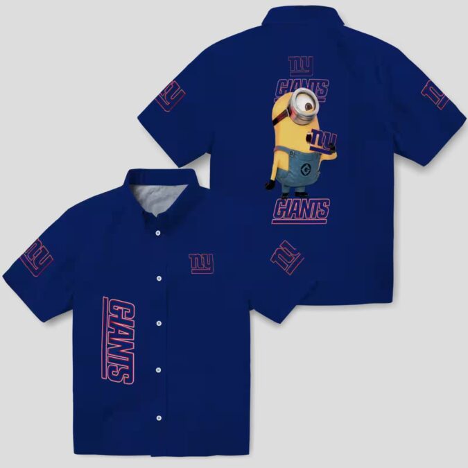 Men’s New York Giants Stuart Minion Hawaiian Shirt, Floral Blue NFL Apparel