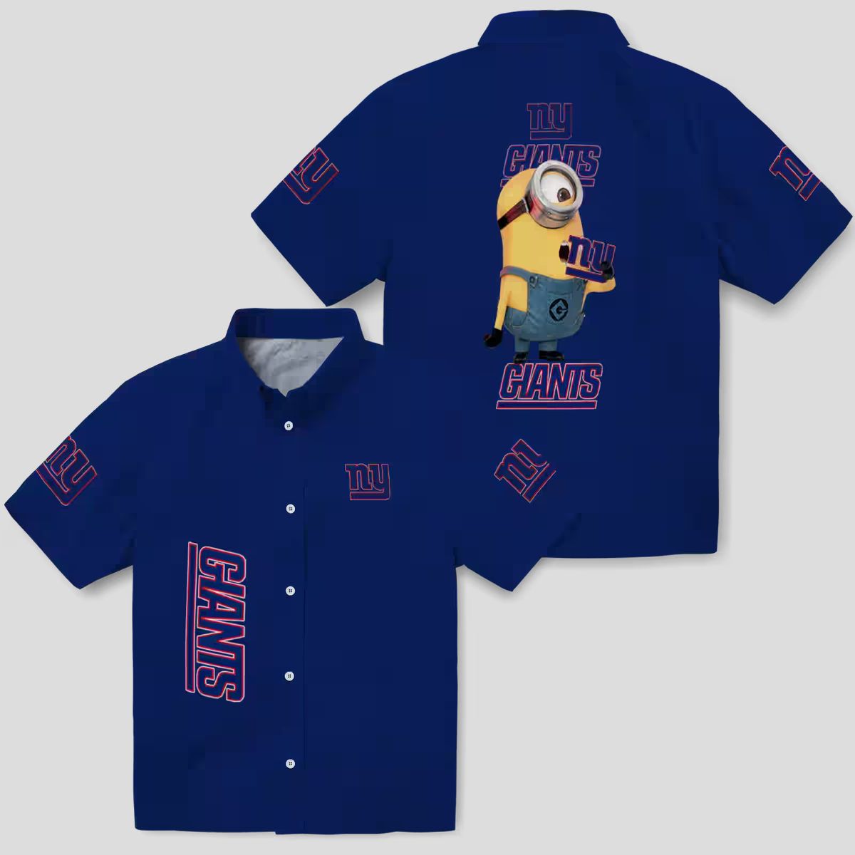 Men’s New York Giants Stuart Minion Hawaiian Shirt, Floral Blue NFL Apparel