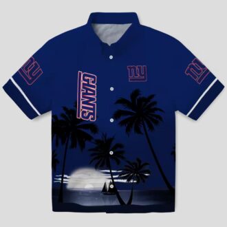 Men’s New York Giants Sunset Hawaiian Shirt, Blue Black Football Tailgate Outfit