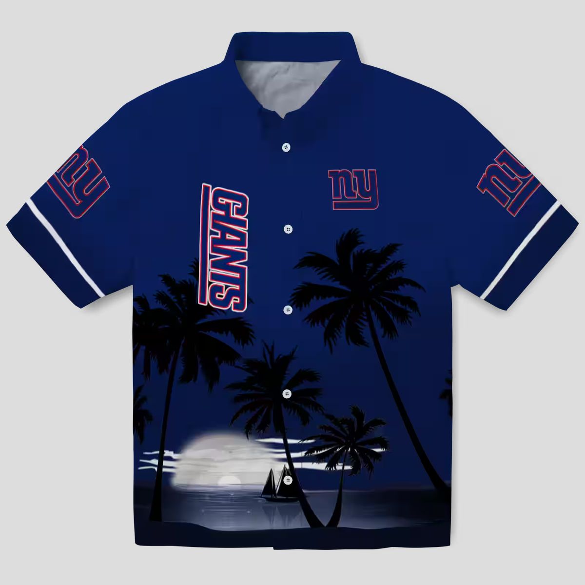 Men’s New York Giants Sunset Hawaiian Shirt, Blue Black Football Tailgate Outfit