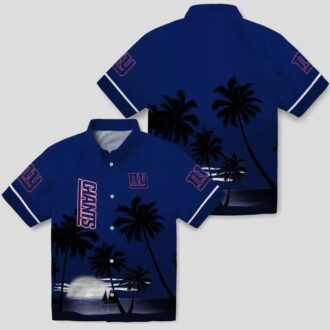 Men’s New York Giants Sunset Hawaiian Shirt, Blue Black Football Tailgate Outfit