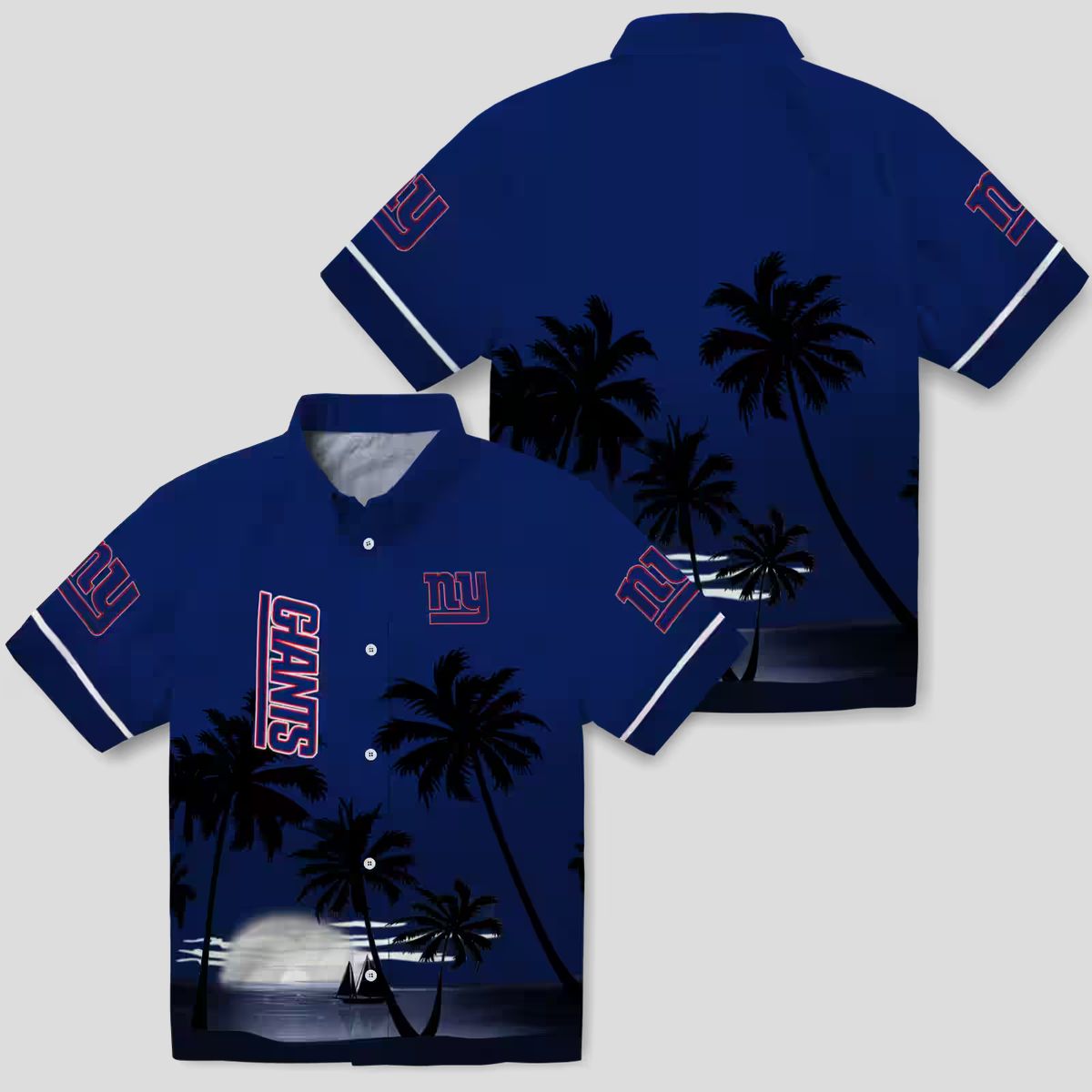 Men’s New York Giants Sunset Hawaiian Shirt, Blue Black Football Tailgate Outfit