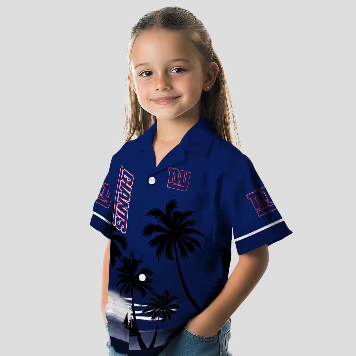 Men’s New York Giants Sunset Hawaiian Shirt, Blue Black Football Tailgate Outfit