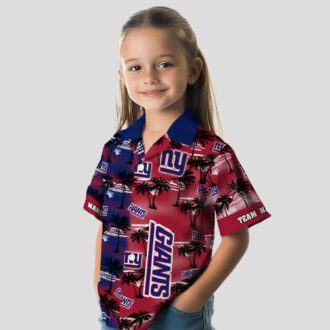 New York Giants Aloha Hawaiian Shirt, Palm Silhouette Tropical NFL Fan Gear