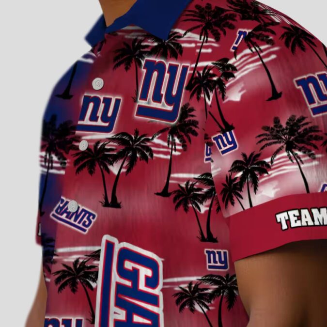 New York Giants Aloha Hawaiian Shirt, Palm Silhouette Tropical NFL Fan Gear