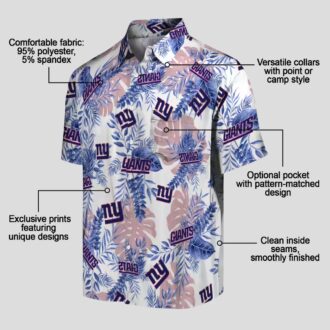 New York Giants Beach Hawaiian Shirt, Palm Leaf Blue White NFL Apparel