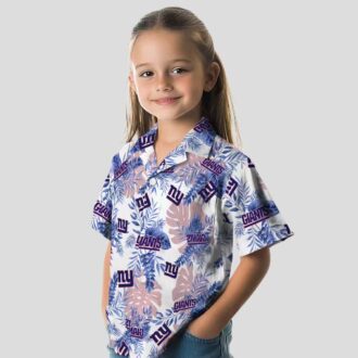 New York Giants Beach Hawaiian Shirt, Palm Leaf Blue White NFL Apparel