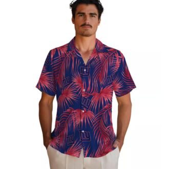 New York Giants Blue Hawaiian Shirt, Leafy Palms Aloha Beach Outfit