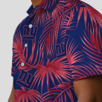 New York Giants Blue Hawaiian Shirt, Leafy Palms Aloha Beach Outfit
